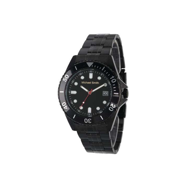 Personalized Mens Black Dial Diver Bracelet Watch