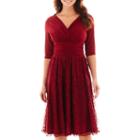 Melrose 3/4-sleeve Crossover Top Lace-skirt Dress