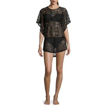 Porto Cruz Flutter-sleeve Crochet Tunic