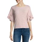 Belle + Sky Short Sleeve Crew Neck Knit Blouse