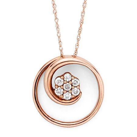 Diamond Blossom 1/6 Ct. T.w. Diamond 10k Rose Gold Swirl Pendant Necklace