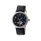 Heritor Automatic Piccard Mens Semi-skeleton Leather Date-silver/black Watches