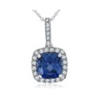 Lab-created Blue & White Sapphire Sterling Silver Pendant