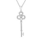 Womens 1/5 Ct. T.w. Genuine White Diamond Sterling Silver Keys Pendant Necklace