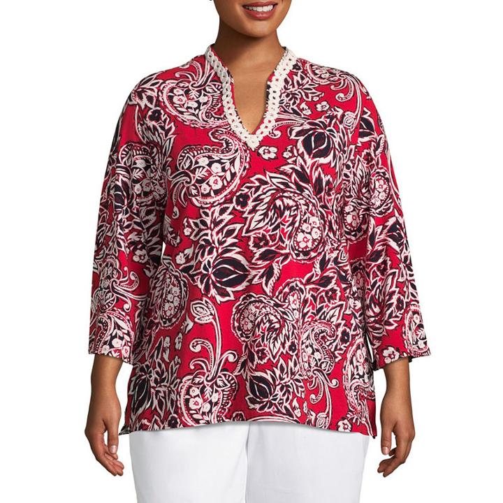 Lark Lane Cote D'azur Exotic Paisley Top- Plus