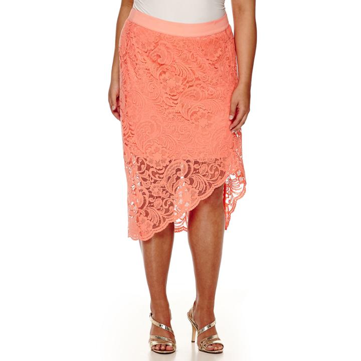 Bisou Bisou Asymmetrical Lace Pencil Skirt - Plus