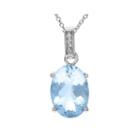 Genuine Blue And White Topaz Sterling Silver Pendant Necklace