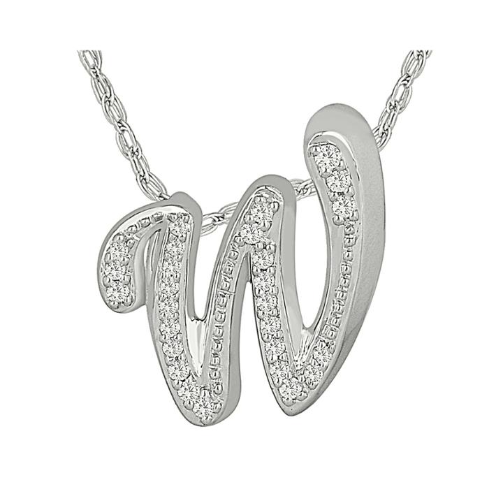 1/7 C.t. Tw. Diamond Sterling Silver W Pendant