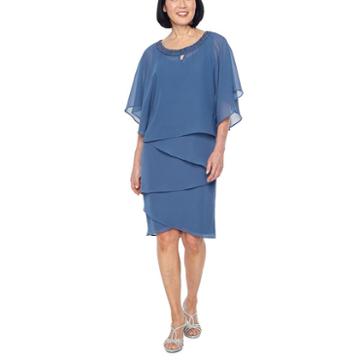Maya Brooke Elbow Sleeve Beaded Sheath Dress