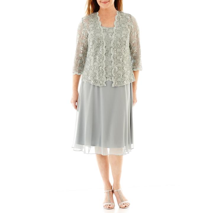 R & M Richards Lace Chiffon Jacket Dress