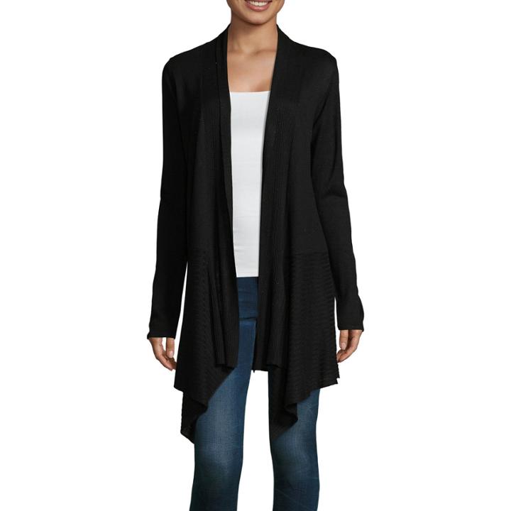 Alyx Long Sleeve Straight Neck Open Front Cardigan