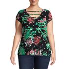 Bold Elements Sleeveless Round Neck Woven Blouse-plus