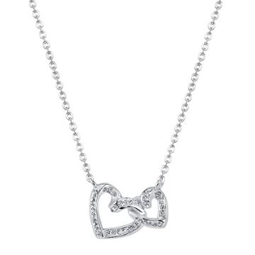 Crystal Sophistication&trade; Crystal Silver-plated Double-heart Pendant Necklace