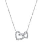 Crystal Sophistication&trade; Crystal Silver-plated Double-heart Pendant Necklace