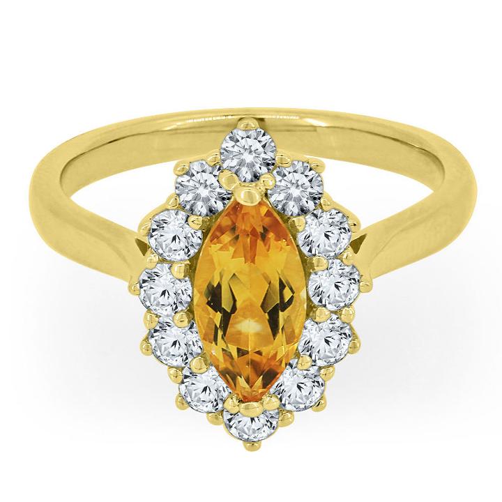 Womens Yellow Citrine Gold Over Silver Cocktail Ring