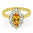 Womens Yellow Citrine Gold Over Silver Cocktail Ring