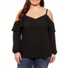 Bold Elements Ruffle Cold Shoulder Blouse - Plus