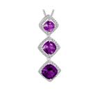 Genuine Amethyst And Diamond Accent Sterling Silver Pendant Necklace