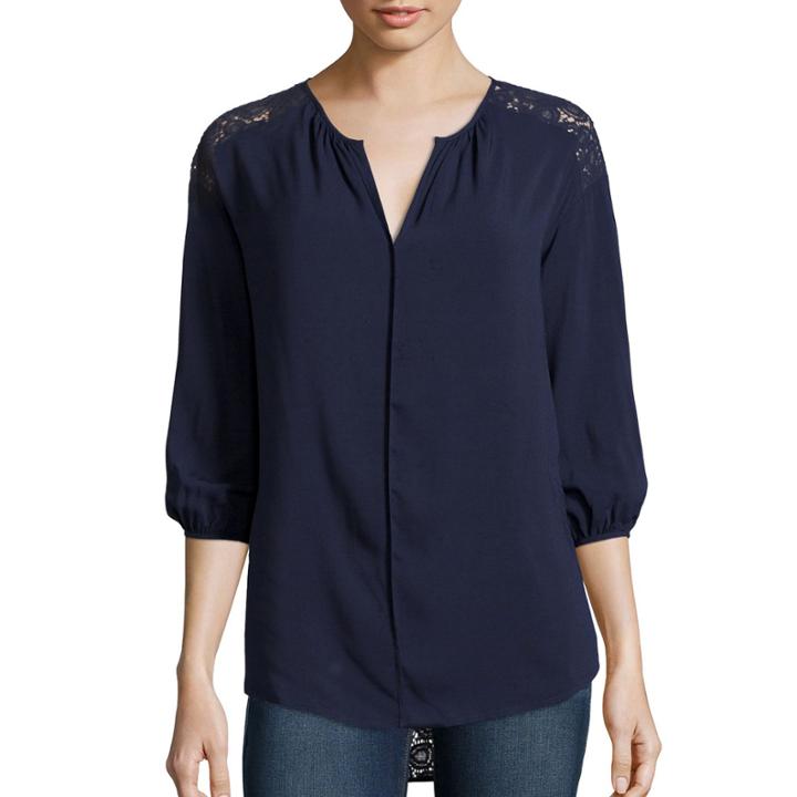 Stylus&trade; 3/4-sleeve Peasant Blouse - Tall