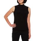 Black Label By Evan-picone Sleeveless Mock Neck Jersey Blouse