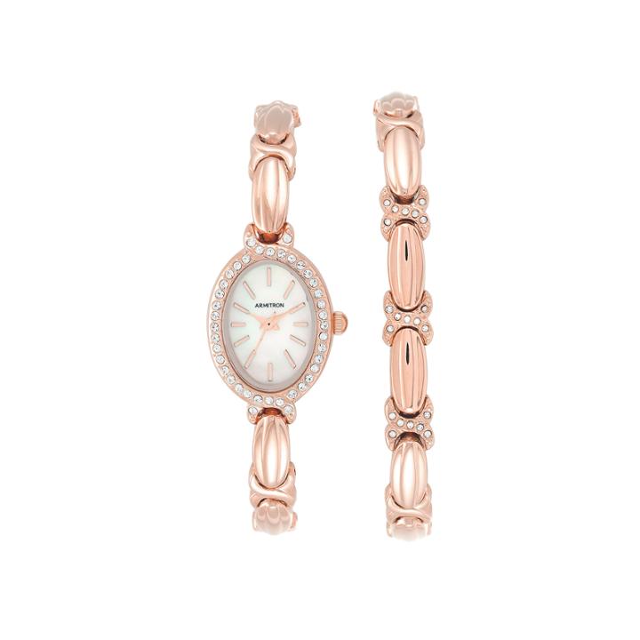 Armitron Now Crystal Accent Womens Rose Goldtone 2-pc. Watch Boxed Set-75/5395mprgst