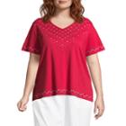 Alfred Dunner America's Cup Stars Yoke Tee- Plus