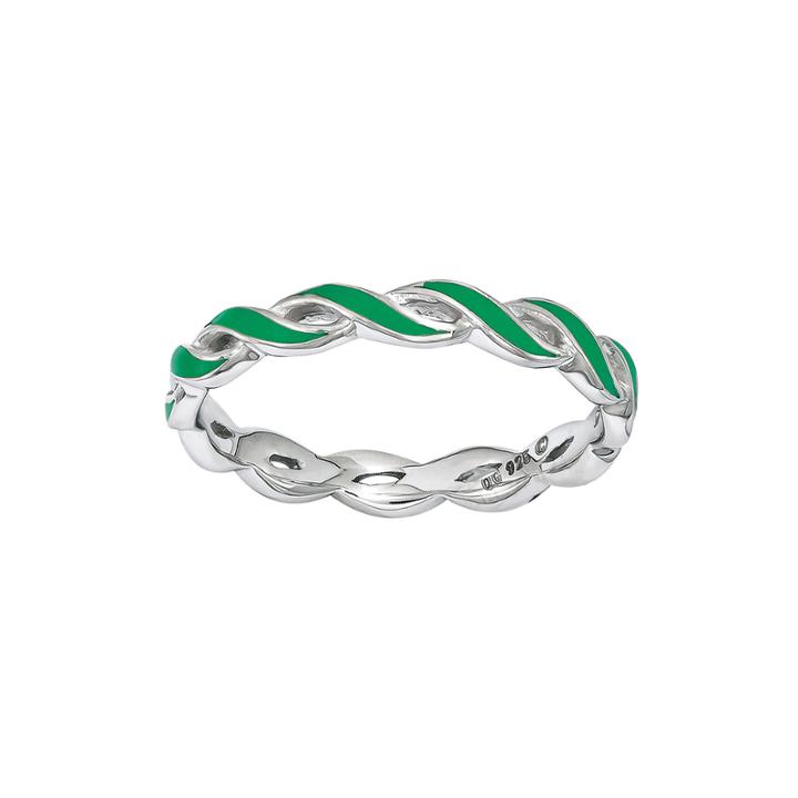 Personally Stackable Green Enamel Stackable Crossover Ring