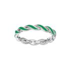 Personally Stackable Green Enamel Stackable Crossover Ring