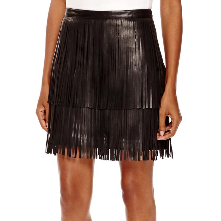 A.n.a Faux-leather Fringe Skirt