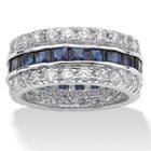 Diamonart Womens Greater Than 6 Ct. T.w. Blue Cubic Zirconia Silver Over Brass Band
