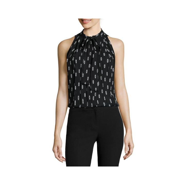 Worthington Sleeveless Tie-neck Blouse