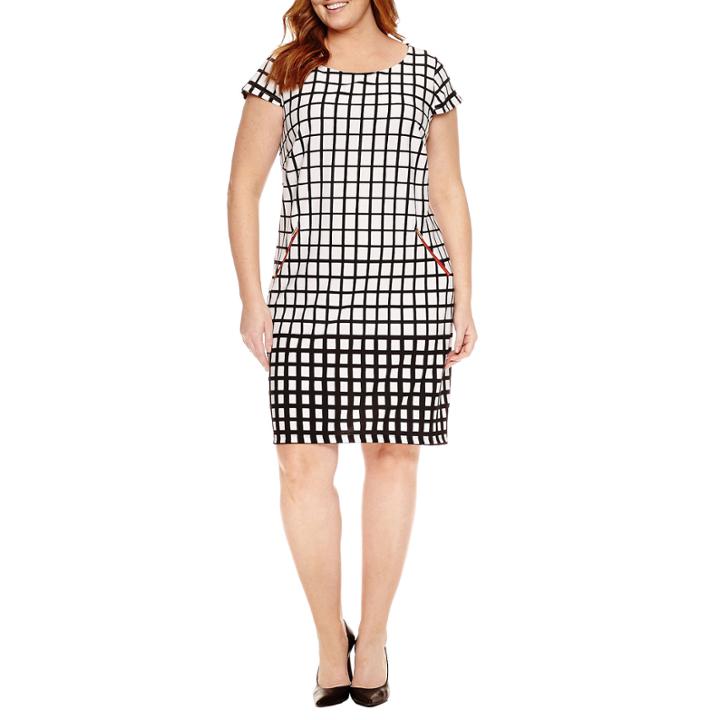 R & K Originals Short Sleeve Squares Sheath Dress-plus