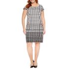 R & K Originals Short Sleeve Squares Sheath Dress-plus