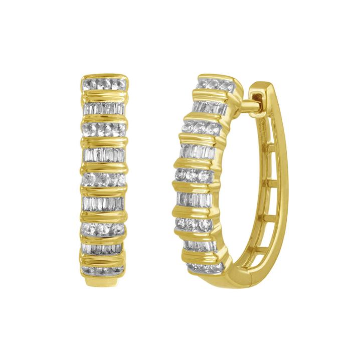 1/2 Ct. T.w. Diamond 10k Yellow Gold Railroad Hoop Earrings
