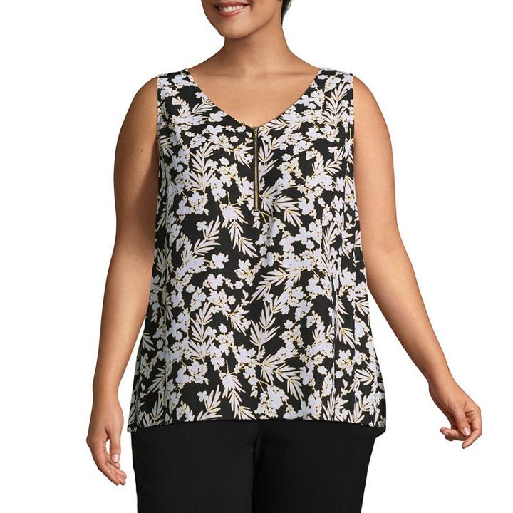 Worthington Zipper Front Tank Top - Plus