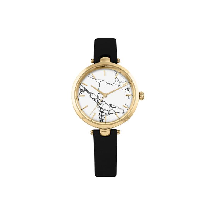 Decree Marble Dial Womens Black Strap Watch-pts2924gdbk
