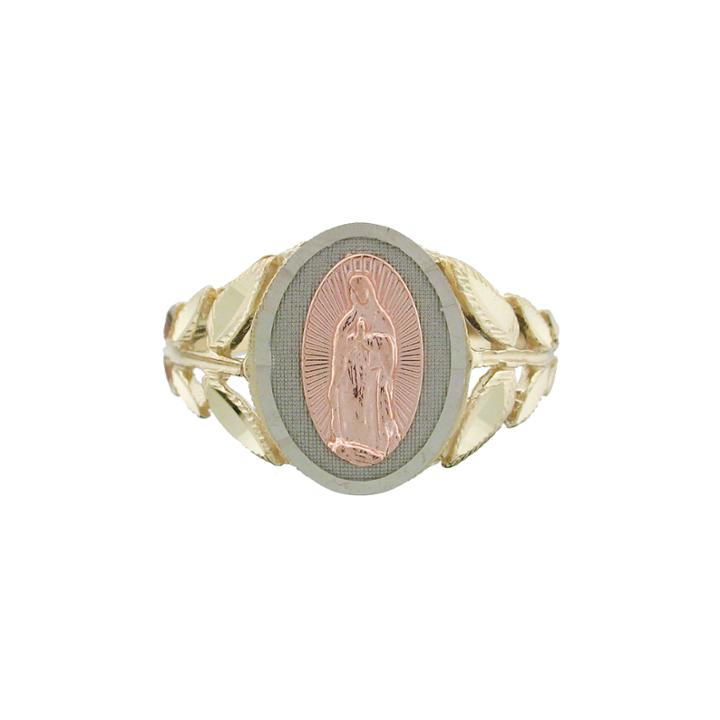Rene Bargueiras 14k Tri-color Gold Our Lady Of Guadalupe Ring