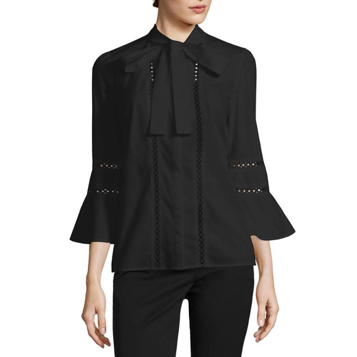 Worthington 3/4 Sleeve Y Neck Woven Blouse