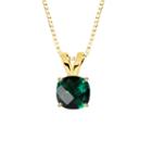Lab-created Checkerboard Emerald 10k Yellow Gold Pendant Necklace