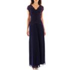 Blu Sage Short-sleeve Lace Formal Gown