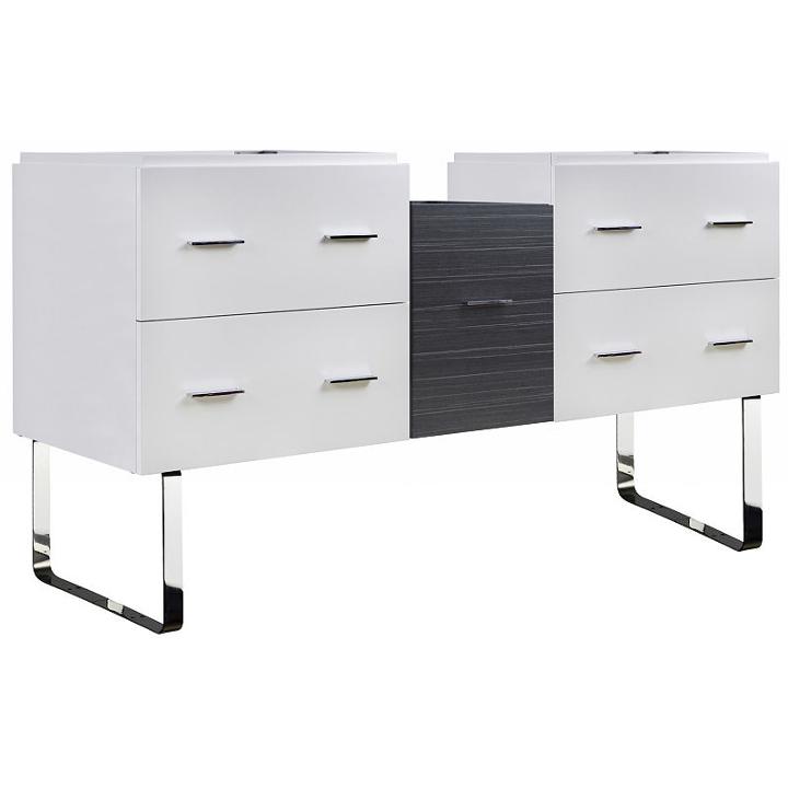 60.5-in. W 18-in. D Modern Plywood-veneer Vanity Base Set Only In White-dawn Grey
