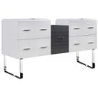 60.5-in. W 18-in. D Modern Plywood-veneer Vanity Base Set Only In White-dawn Grey