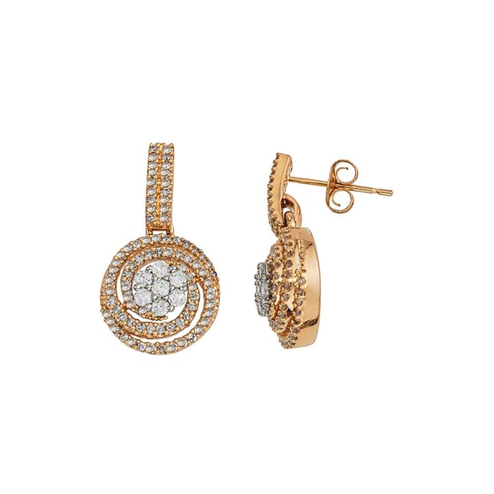Diamond Blossom 1 Ct. T.w. Diamond 14k Two-tone Gold Swirl Cluster Earrings