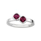 Personally Stackable Sterling Silver Genuine Garnet Cushion-cut Ring