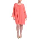 Ny Collection Bell Sleeve Peasant Dress With Crochet Trim - Plus