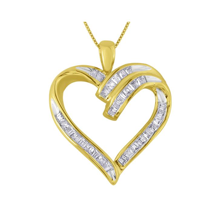 1/3 Ct. T.w. Diamond 10k Yellow Gold Heart Pendant Necklace