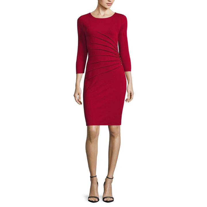 Spense Long-sleeve Side Lacing Sheath Dress