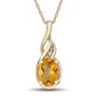 Womens Diamond Accent Genuine Yellow Citrine Pendant Necklace