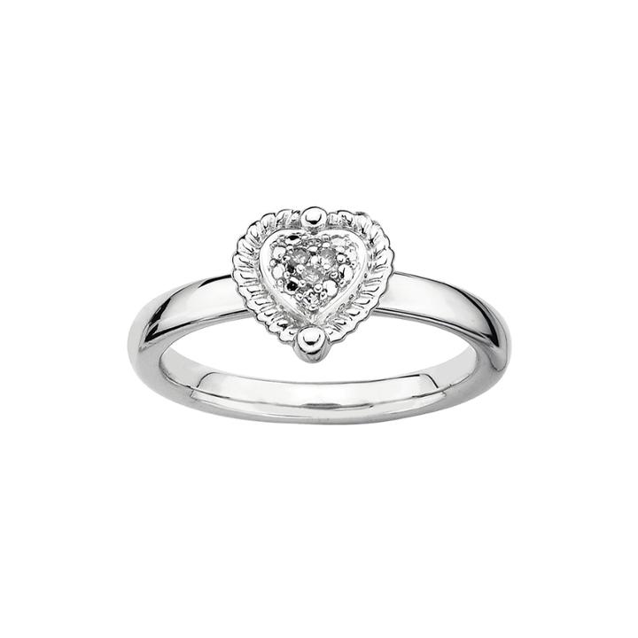 Personally Stackable Diamond-accent Sterling Silver Heart Ring