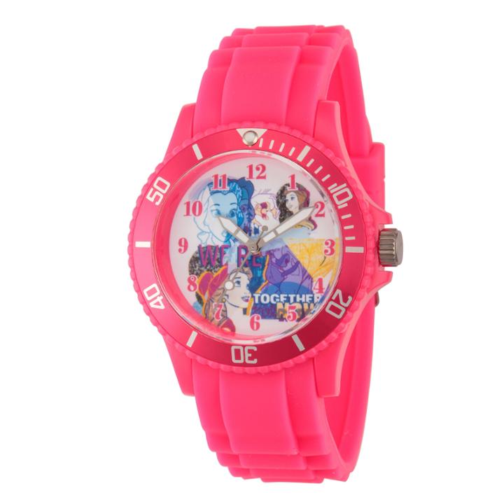 Disney Princess Beauty And The Beast Womens Pink Strap Watch-wds000212